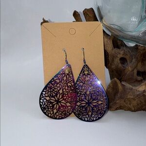 Boho Lace Floral Earrings Iridescent